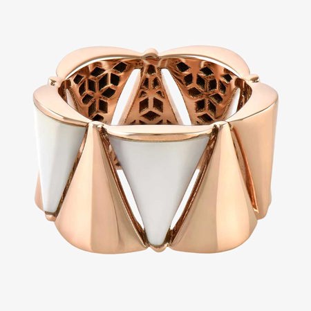 18K Gold and Mother-of-Pearl Fractal Ring Code 8554